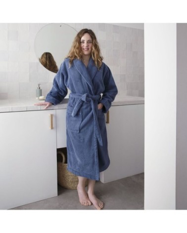 Peignoir en coton bleu orient L