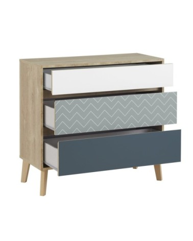 Commode 3 tiroirs chêne blond