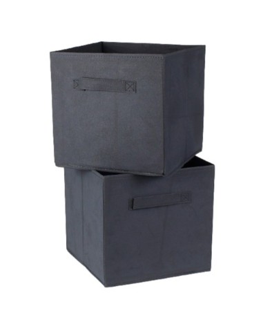 Cube de rangement intissé 28x28cm - Lot de 2 - Gris