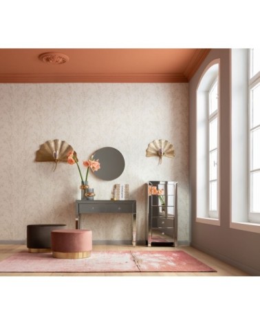 Tabouret en velours rose et acier doré D55