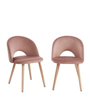 Lot de 2 chaises en velours vieux rose