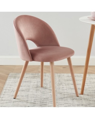 Lot de 2 chaises en velours vieux rose