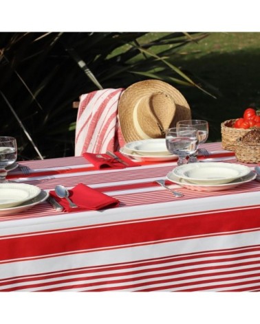 Nappe enduite coton Rouge 160x300 cm