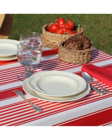Nappe enduite coton Rouge 160x300 cm