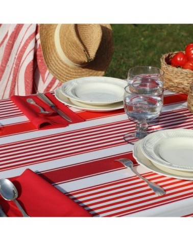 Nappe enduite coton Rouge 160x250 cm