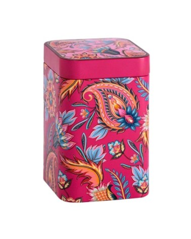 Boite métallique rose pour le thé contenance 100g