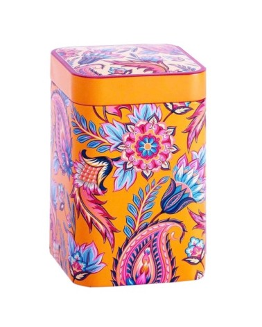 Boite métal orange pour le thé contenance 100g