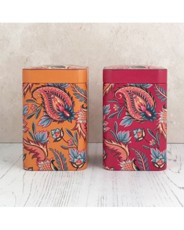 Boite métal orange pour le thé contenance 100g