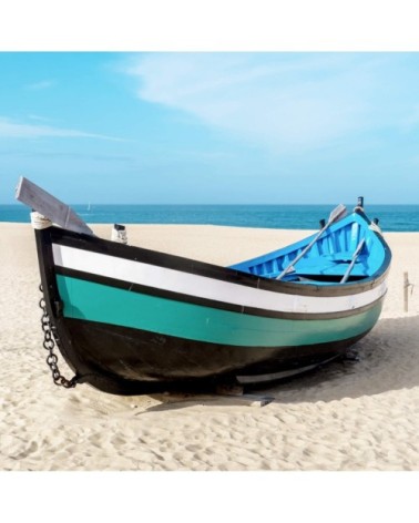 Tableau sur toile barque bleue 30x30cm