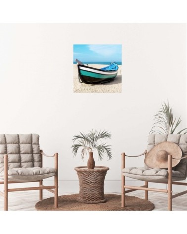 Tableau sur toile barque bleue 65x65cm