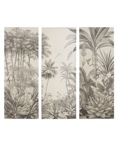 Triptyque en toile imprimé jungle noir et beige 45x120