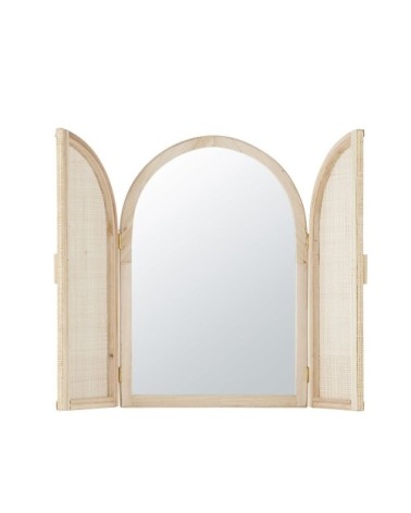 Miroir persiennes en cannage beige 48x71