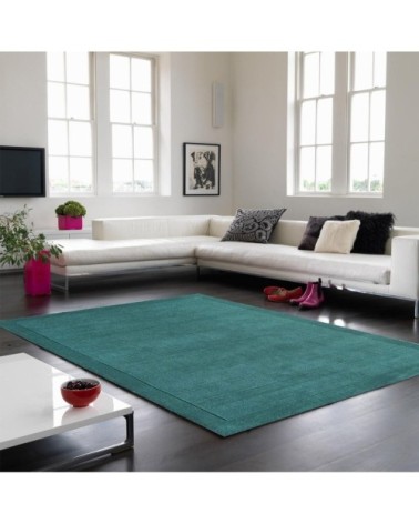 Tapis tufté main en Laine Bleu lagon 68x240 cm