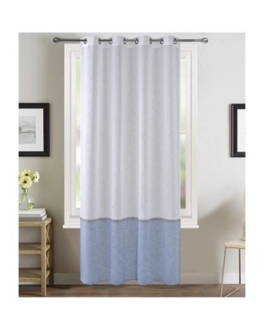 Voilage en étamine bicolore etamine bleu pétrole 260 x 140