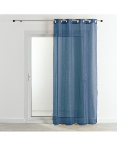 Voilage en étamine fantaisie à oeillet etamine bleu 260 x 140