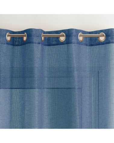 Voilage en étamine fantaisie à oeillet etamine bleu 260 x 140