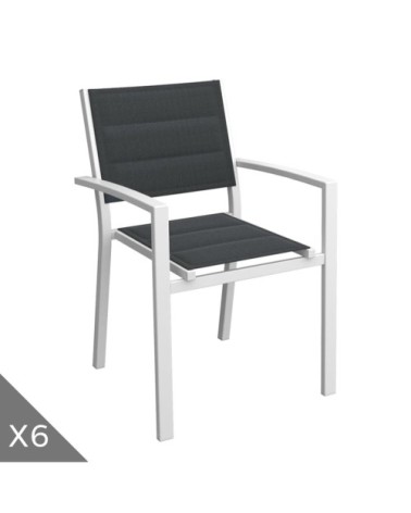 Lot de 6 fauteuils de jardin en aluminium blanc