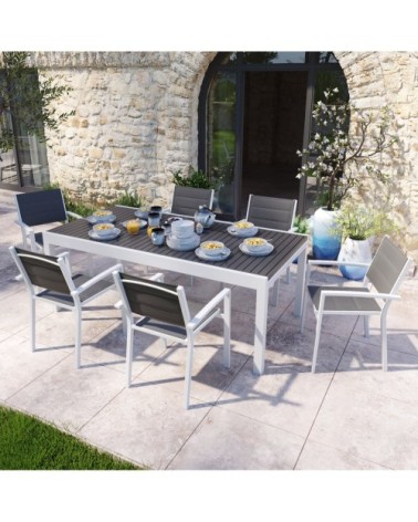 Lot de 6 fauteuils de jardin en aluminium blanc