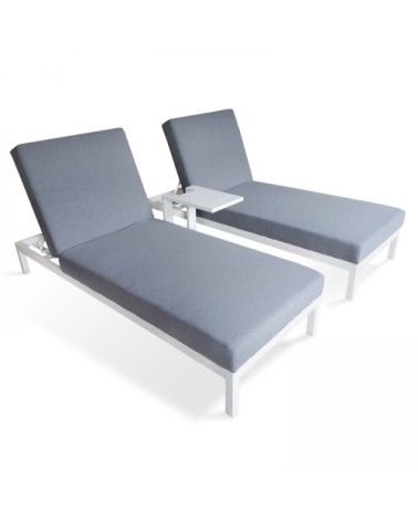 Tablette pour bain de soleil en aluminium blanc