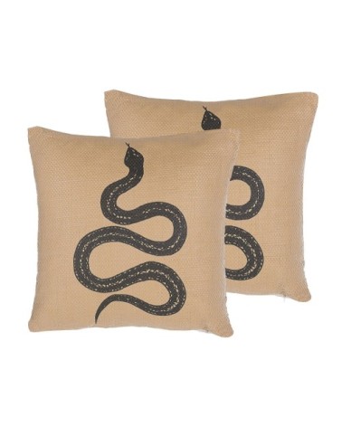 Lot de 2 coussin décoratifs en tissu beige 45x12cm