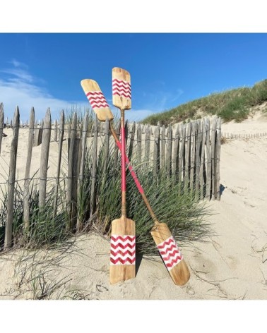 Lot de 2 pagaies en bois peintes à la main roses L185cm
