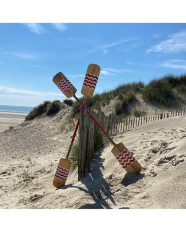 Lot de 2 pagaies en bois peintes à la main roses L185cm