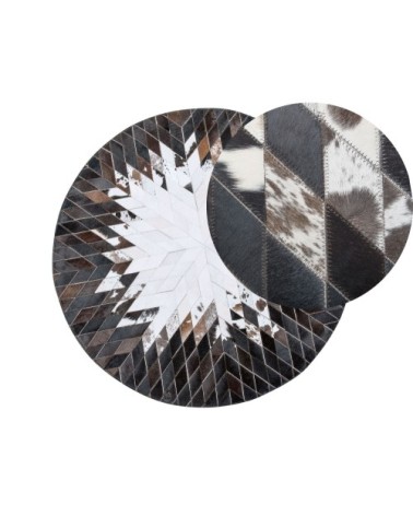 Tapis en cuir véritable multicolore 140x140cm