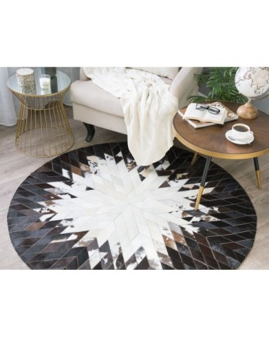 Tapis en cuir véritable multicolore 140x140cm