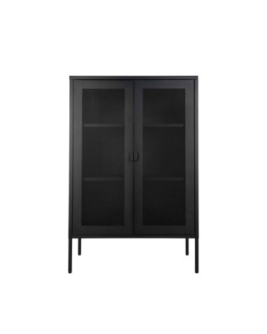 Vaisselier en métal avec portes grillagées noir