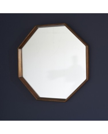 Miroir en mindi massif finition noyer octogonal