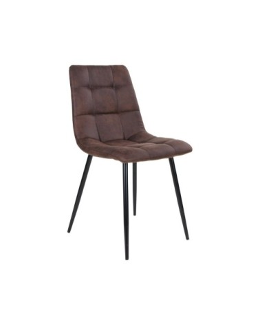 Chaise design en tissu pieds métal marron