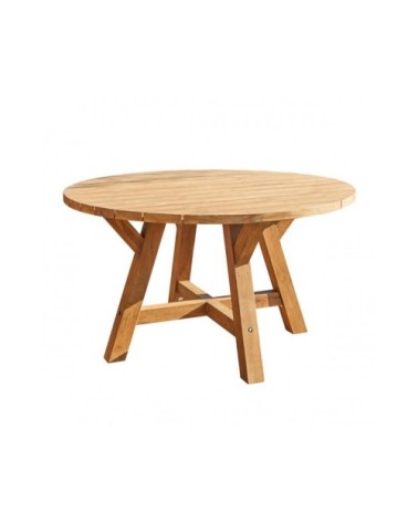Table de jardin en teck recyclé massif ronde 6 pers.