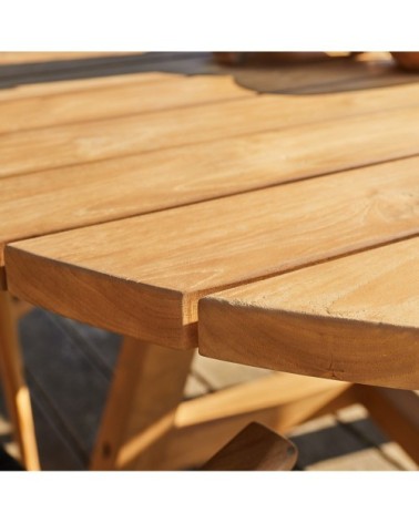 Table de jardin en teck recyclé massif ronde 6 pers.