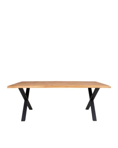 Table à manger en bois et métal 200x95cm bois clair  et  noir