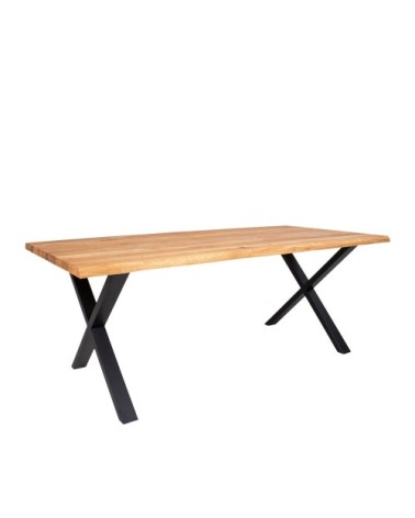 Table à manger en bois et métal 200x95cm bois clair  et  noir