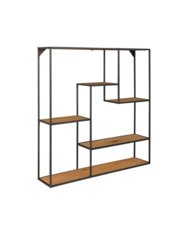 Étagère murale carrée en métal et bois