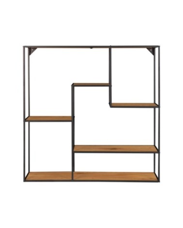 Étagère murale carrée en métal et bois