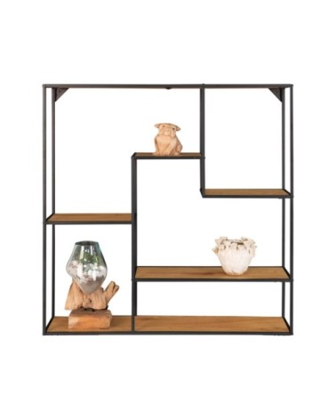 Étagère murale carrée en métal et bois