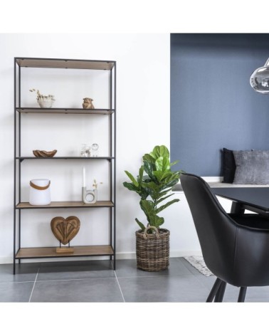 Etagère en bois et métal 80x170cm bois clair  et  noir