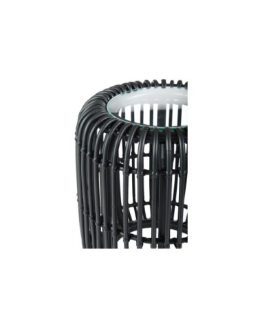 Bout de canapé rond rotin et verre