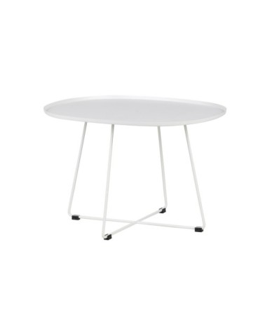 Table basse design minimaliste ovale métal blanc