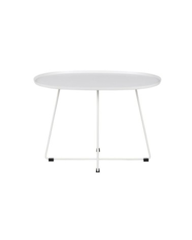 Table basse design minimaliste ovale métal blanc