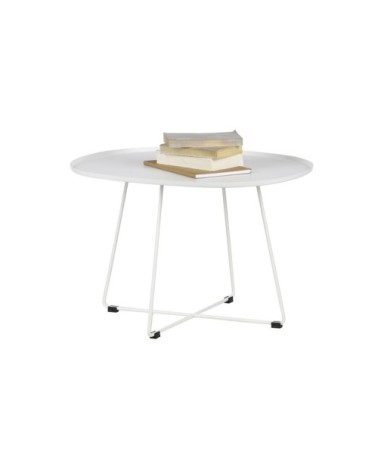 Table basse design minimaliste ovale métal blanc
