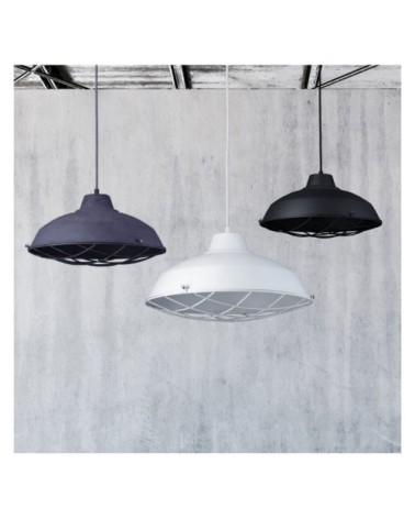 Suspension filaire en métal gris béton