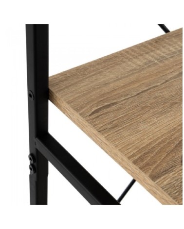 Étagère inclinée 4 plateaux en MDF bois et métal noir