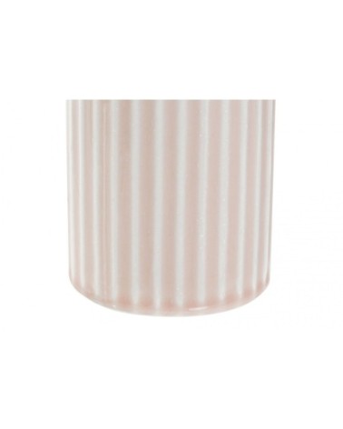 Distributeur de savon en céramique rose et ABS chromé