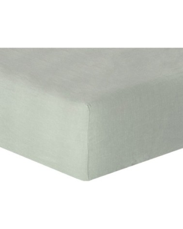Drap housse lin lavé vert amande 160x200x30