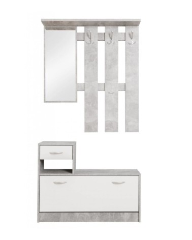 Meuble d'entrée effet bois ciment, blanc 100x25 cm