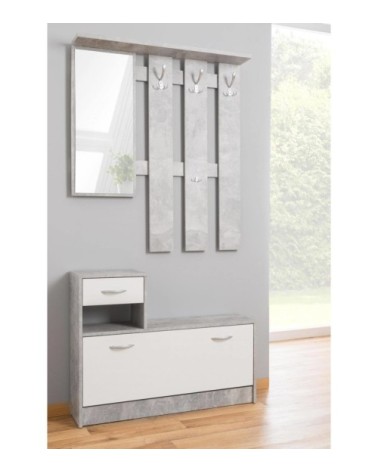 Meuble d'entrée effet bois ciment, blanc 100x25 cm