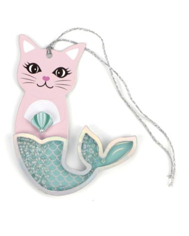 Étiquettes 3D shaker tags sirène chat - Lot de 2